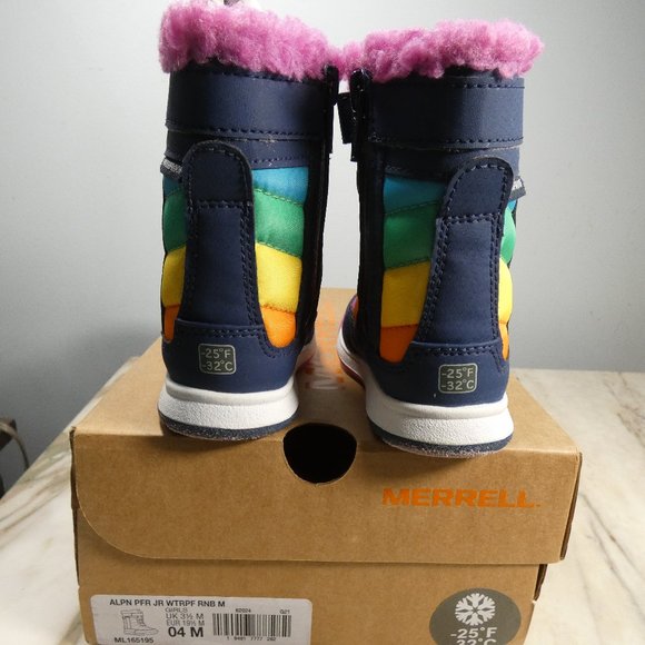 NiB Merrell Alpine Puffer JR Waterproof Backpacking Boot Rainbow Multi 4 Unisex - Picture 7 of 12